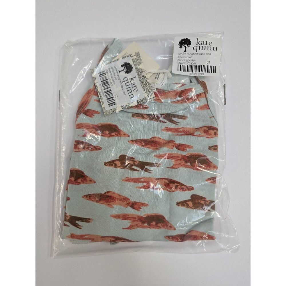 Kate Quinn Modal 2T Peach Goldfish Lettuce Hem Tank Top & Bloomers Set